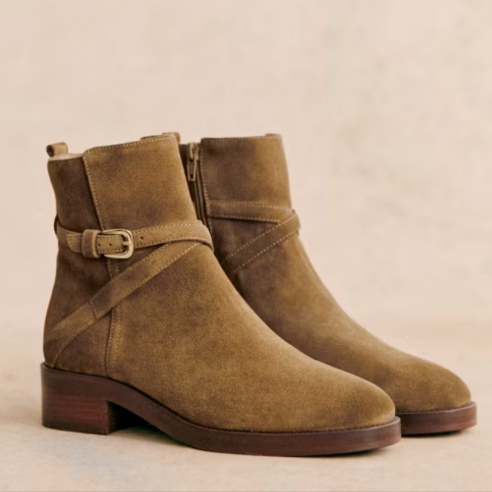Sezane Brown Suede Ankle Boots - Picture 3 of 13